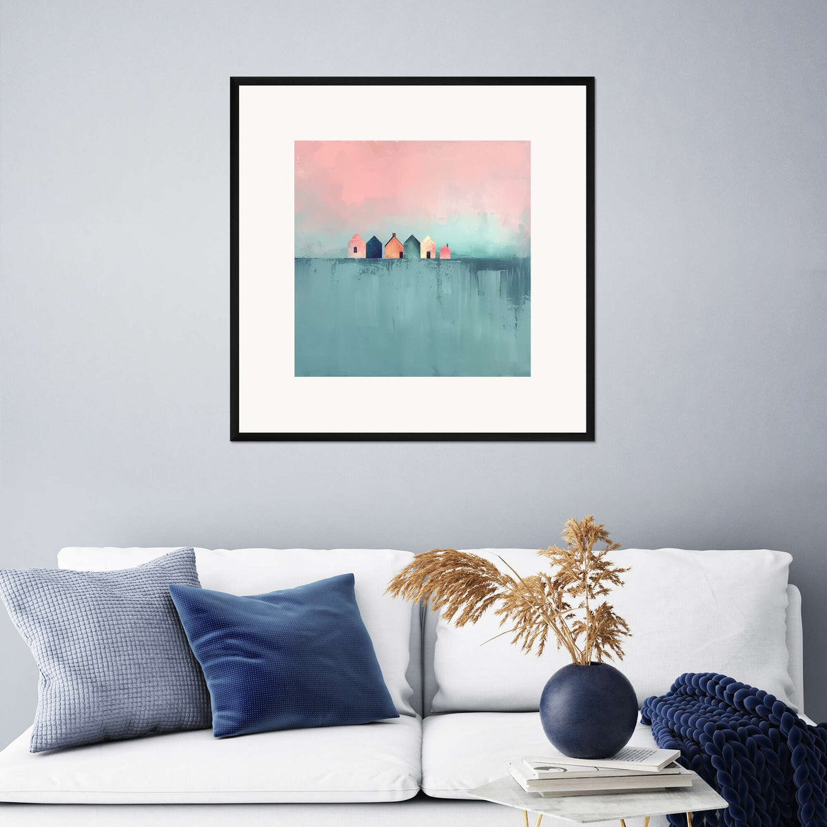 Veressa Serene Simplicity Wall Art Print - Soft Blue Minimalist Square