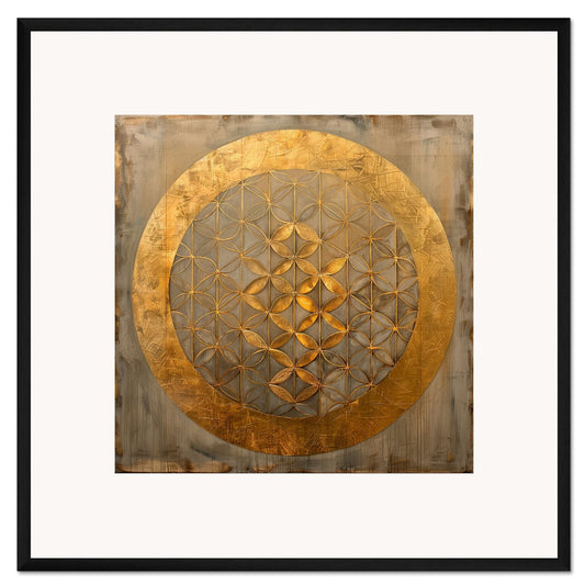 Veressa Flower of Life Wall Art Print - Gold Geometric Sacred Symbol