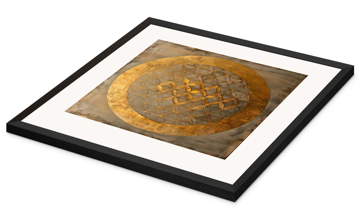 Veressa Flower of Life Wall Art Print - Gold Geometric Sacred Symbol